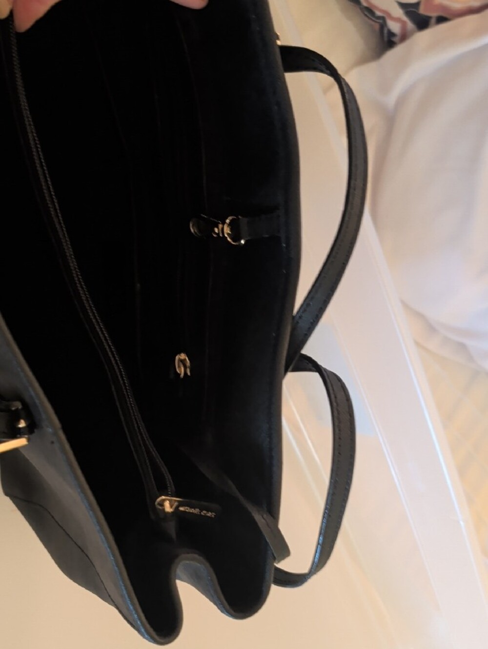 Michael Kors Black Tote with Gold MK Charm and Hardware - Picture 3 of 3